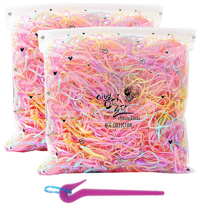 이쁨달다 트윈봉봉 대용량 칼라밴드 고무줄 100g x 2p + 이지컷 세트