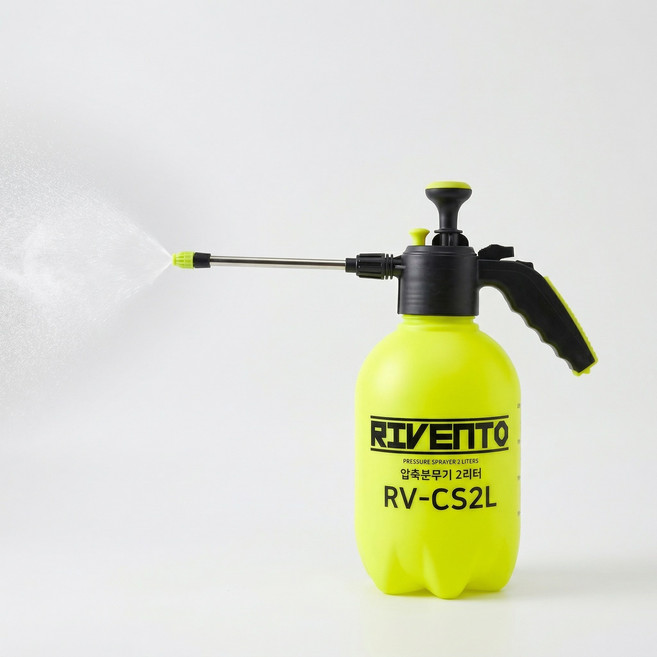 리벤토 2L 압축 분무기 소형 수동 원예 세차 농약 분무기 미니 소독 청소 RV-CS2L, 옐로우, 1개
