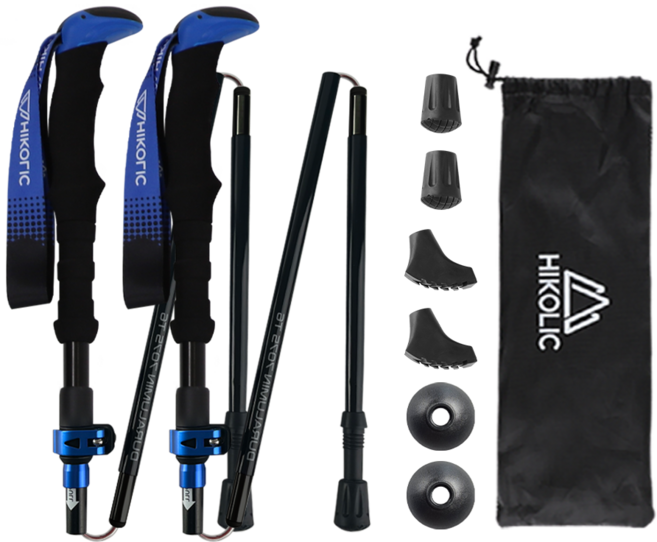 하이콜릭 등산스틱 접이식 Full 폴대 두랄루민 7075 T6, 블루, 1세트