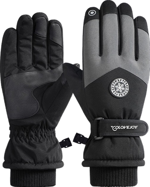 【COLOREJOY】防風保暖觸控滑雪手套, 黑色男款