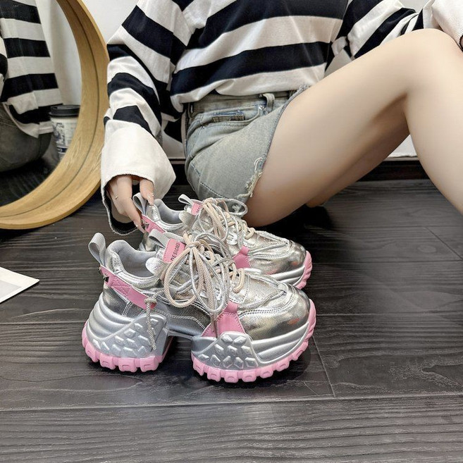 jacq 鬆糕厚底老爹鞋女 炫彩時尚透氣休閒鞋