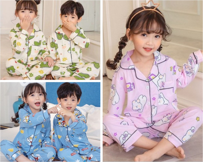 아동 남아용 여아용 토끼 잠옷 파자마 세트