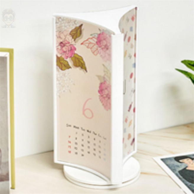 퀸스가든 회전형 3면꽂이 화이트 회전책장3단