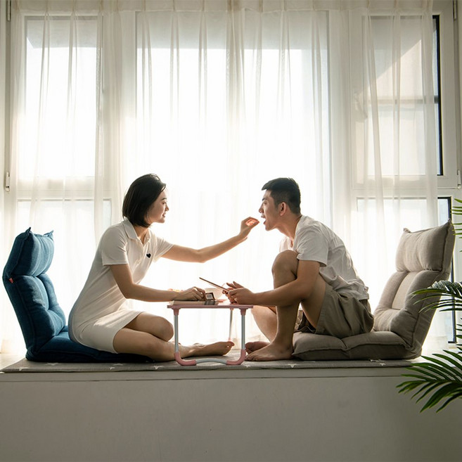 좌식 소파 의자 등받이 침대 쿠션 방석 원룸 접이식, 친환경 벨벳 고급원단+42단+헤드조절 -브라운, 1개