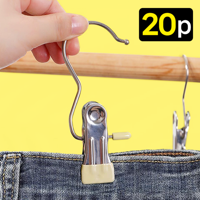 에버리즈 자국없는 후크 외집게 걸이, 20개, 딥 아이보리