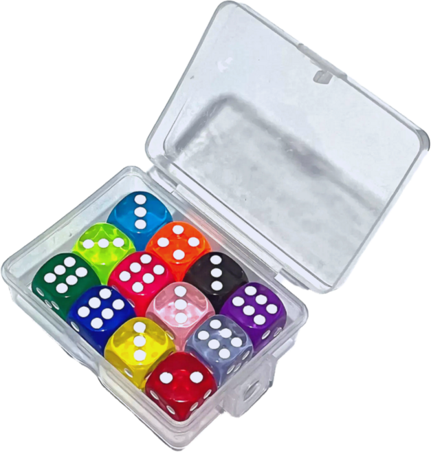 이음모음 미니 아크릴 주사위, 보관케이스 세트, 12개입
