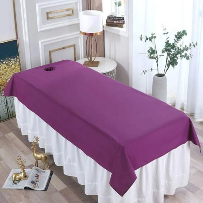 병원 미용 마사지 피부 관리실 침대 시트 방수 커버 스파 클럽용 및 내유성 특수 통기성 천공 플랫, Purple