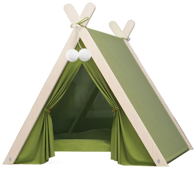 강아지집 강아지텐트 반려동물 텐트 고양이 강아지 하우스 사계절 사용 가능 10kg 이하 분리 세척 가능, 1개, 그린