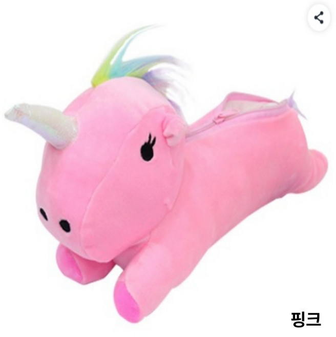 귀여운 캐릭터 인형 유니콘 필통, 1개, 핑크