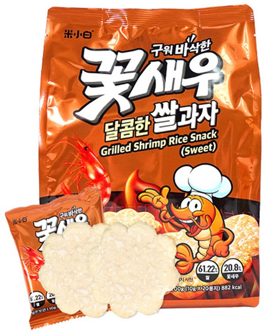 미소백 꽃새우 달콤한 쌀과자, 200g, 3개
