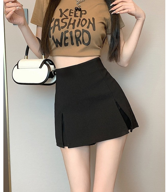 梨卡 女裝 開叉A字短裙 西裝半身裙 顯瘦百搭款
