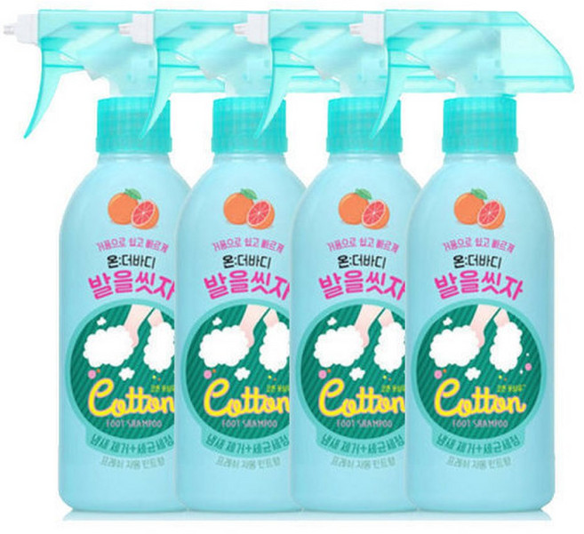 온더바디 코튼풋 발을 씻자 풋샴푸 자몽향 385ml X 4개