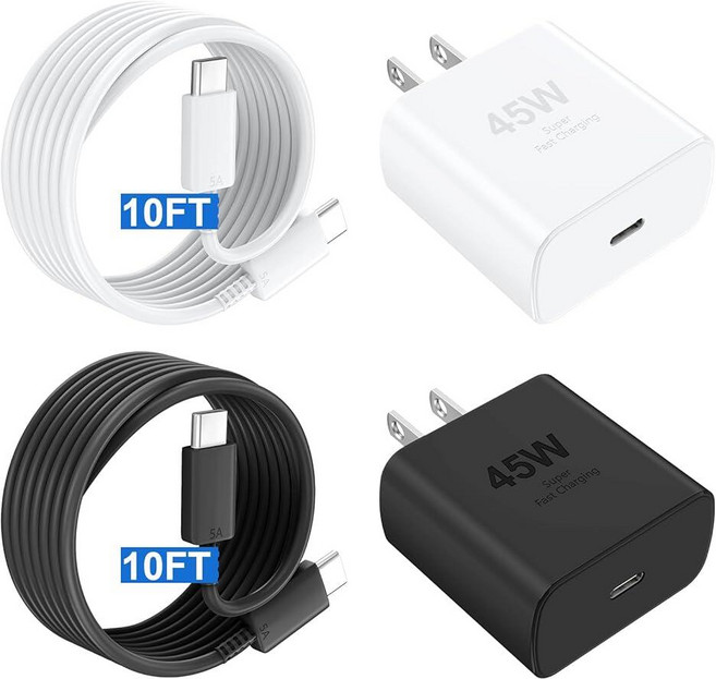 폰 17 16 프로 맥스 충전기 고속 충전 45W 휴대폰 17 충전기 타입 C 충전기 USB C 충전 블록 및 1.8m(6.6피트) 길이 C 충전 케이블 코드 폰 17/17