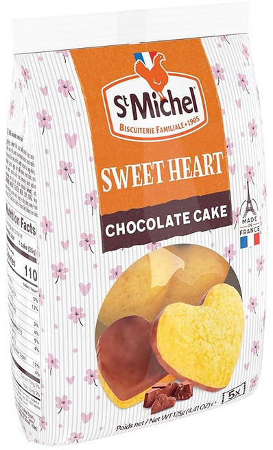 정규 판매 대리점 생미셸하트 초콜릿 마들렌 케이크 낱개 포장 5개입 초코 쇼트닝 미사용 과자 프랑스 파리 양과자 본고장 발렌타인 개별 포장 멋쟁이 쁘띠 선물 간단한 선물 구운, 스위트하트 초콜릿 케이크