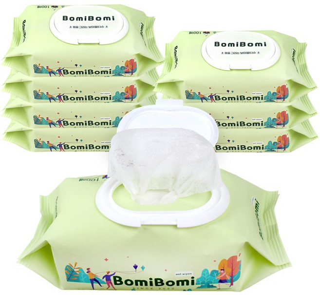 보미 물티슈 / 도톰한 아기 물티슈, 36g, 100개입, 8개