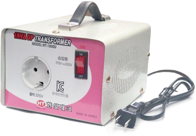한일테크 1K 트랜스 국산 변압기 도란스 다운 업트랜스 강압 승압, 1개, 1K 승압-국내제품 해외사용 110-220V