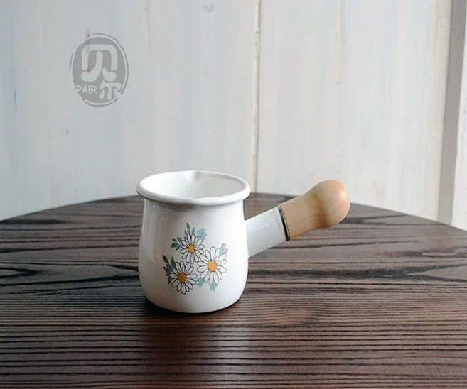 보리차 주전자 법랑 옛날 범랑 케틀팟 후지호로 막걸리 직화 끓이는 보냉 미탕자기, 미니 냄비 약 500ml, 1개