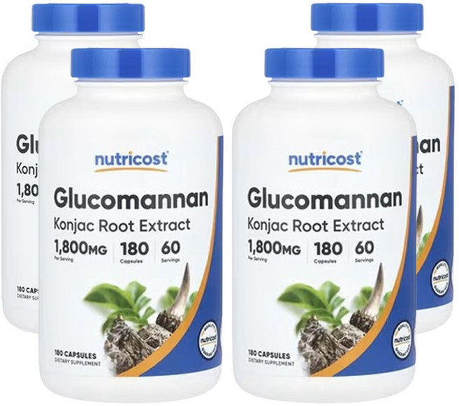뉴트리코스트 글루코만난 곤약 뿌리추출물 1 800mg 180캡슐(1캡슐당 600mg), 4개, 단품, 180정