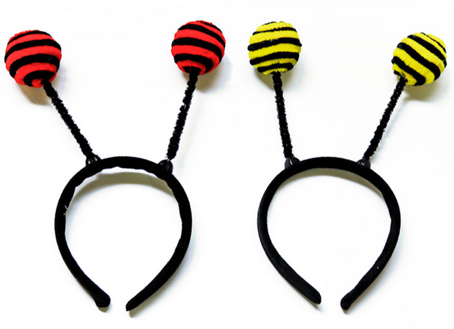 꿀벌머리띠/ 2색상 빨강 노랑 여자아이 악세사리 인형 어린이선물 야외나들이 현장학습, 꿀벌머리띠/빨강, 1개