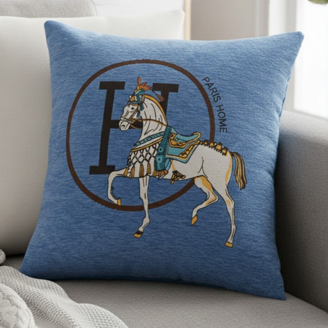 서플라이랩 H셔닐 프렌치디자인 쇼파쿠션 국산솜 포함 세트, 6라이트블루