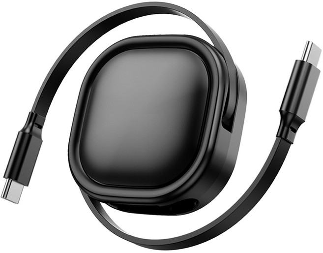 PD3.0 60W C타입 초고속 충전 자동감김 릴케이블 줄꼬임방지 C to C C to USB-A 겸용, 1개, 블랙, 120cm