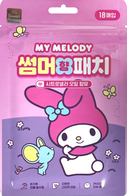 마이멜로디 썸머향패치 시트로넬라 스티커 날벌레 기피제, 1개, 10.8g