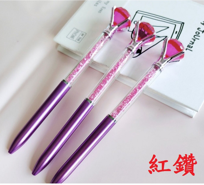 中性筆 可愛造型筆 創意婚禮小物 交換禮物, 紅水晶鑽石筆, 1個