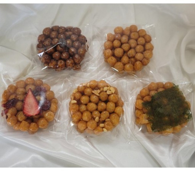 국산 속초애오란다 수제오란다 [1개입] 7가지맛 수제강정 국내산조청100% 부드러운강정 담백한강정 선물세트 답례 옛날과자, 딸기오란다, 1개, 25g