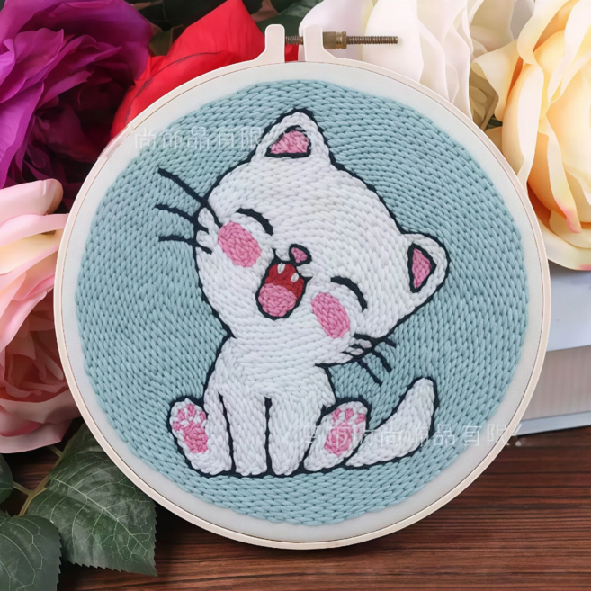 라온샵 펀치 니들 만들기 diy 세트, 고양이, 1개