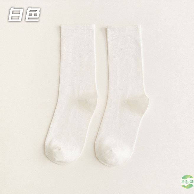 素色推推長襪 中筒襪 堆堆襪 女襪 秋冬長襪 日韓復古襪