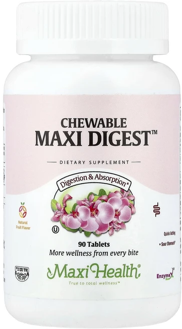 프리미엄상품 Maxi Health 츄어블 Maxi Digest™ 천연 과일 맛 90정 끝내주게잘나가는상품, MaxiHealth츄어블MaxiDigest천연과일맛90, 1개 - 쿠팡