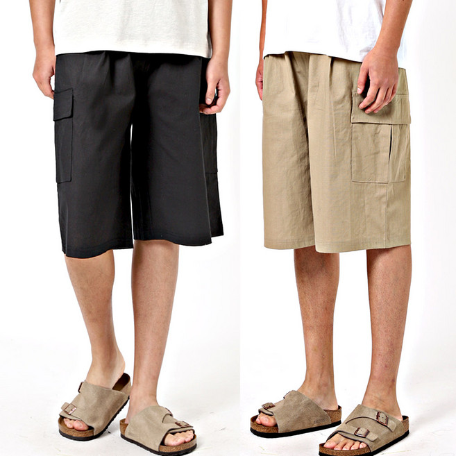 남자 핀턱 린넨라이크 카고반바지 밴딩 버뮤다 숏팬츠 SS6044_6045