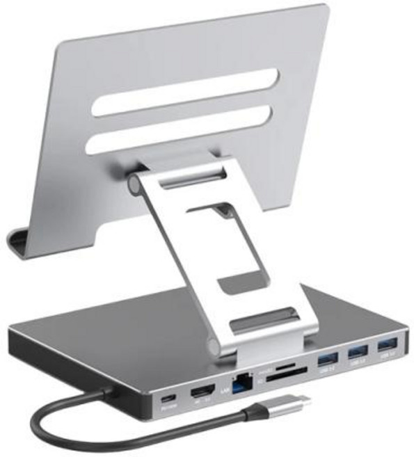 USB 3.0 있는 노트북 스탠드 허브 알루미늄 합금 C타입 허브 어댑터 Xps용 도킹 스테이션 4k 60hz, 2)  9 in 1