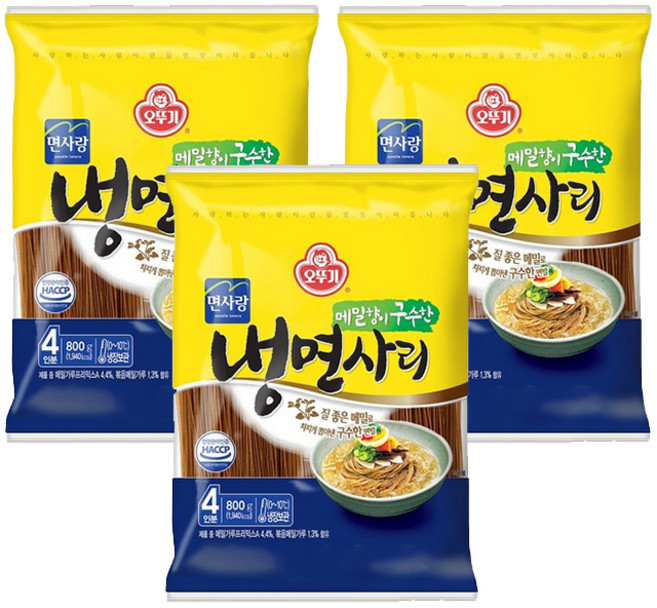 오뚜기 냉면 사리면 4인 냉장 800G, 3개