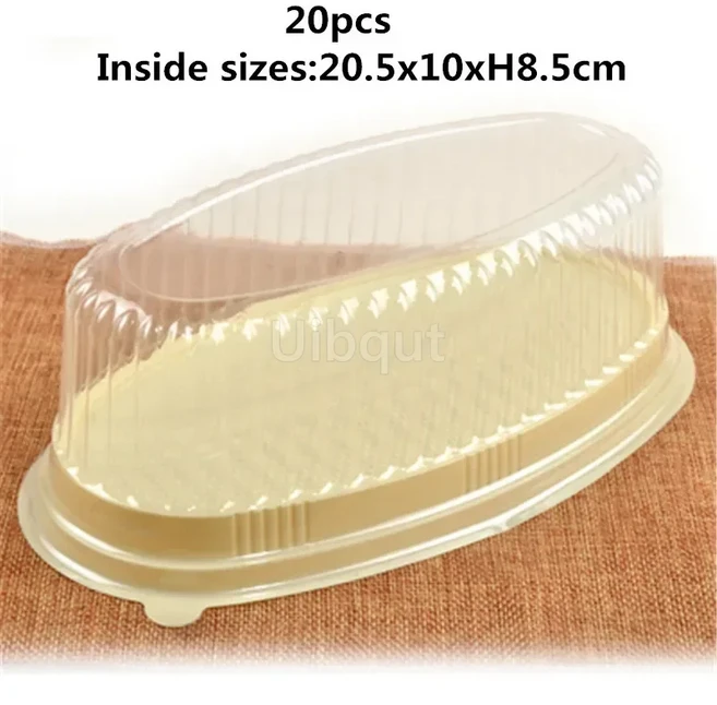 골드 블랙 투명 타원형 플라스틱 케이크 무스 포장 상자 컵케익 치즈 페이스트리 크림 컨테이너 결혼식 축, 05 20 pcs yellow