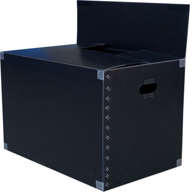 뉴프라테크 이사박스 5호(고급벨크로형)-5개묶음 [필라멘트 벨크로테이프 부착 박스] 포장 택배 수납 플라스틱, 검정, 5개