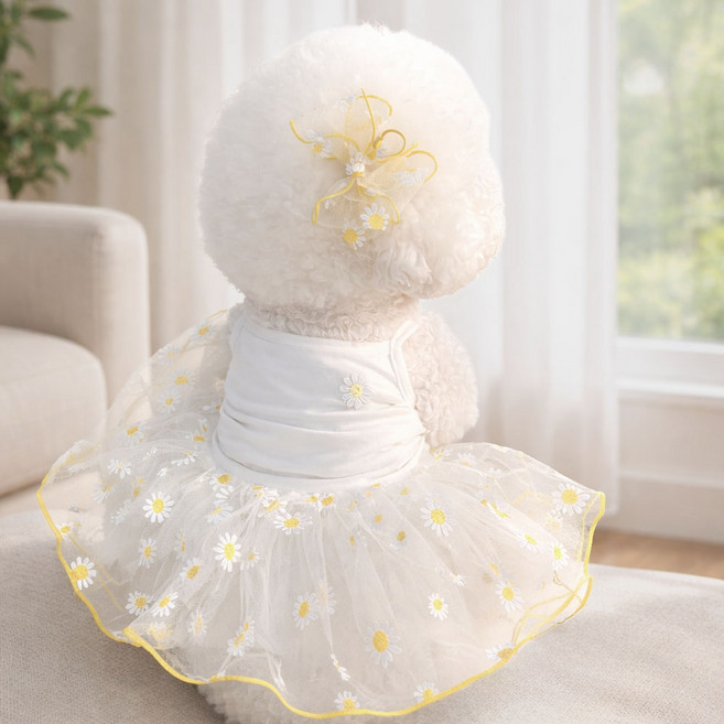 멍트렌드 강아지 공주 원피스 여름나시 드레스, 1개, 화이트