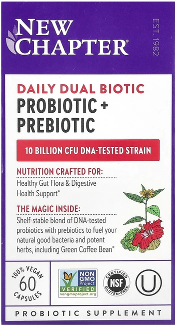 절실히 몸관리가필요한시기 New Chapter 데일리 듀얼 바이오틱 프로바이오틱+프리바이오틱 베지 캡슐 60정 프리미엄할인상품입니다, NewChapter데일리듀얼바이오틱프로바이오틱프리바이오, 1개 - 쿠팡