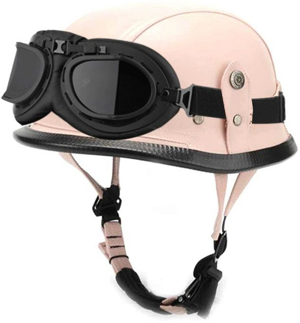 오토바이헬멧 가벼운 반모 헬맷 경량 배달 바이크 하이바, 핑크+블랙 프레임 거울