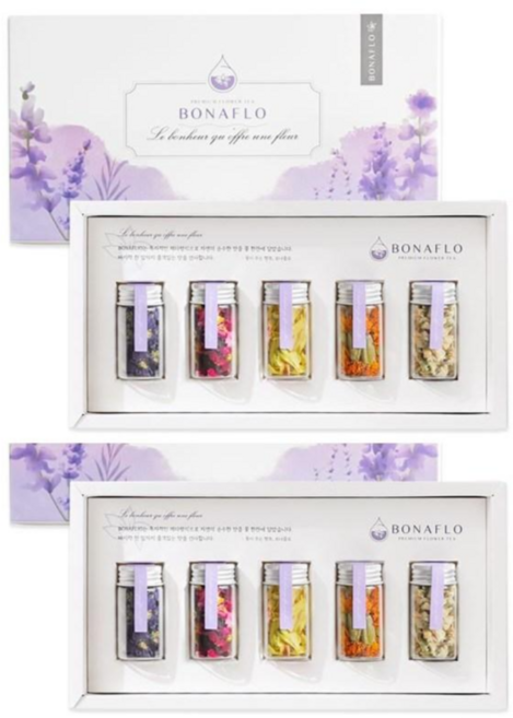 국산 꽃차 5종 선물세트+쇼핑백 생일선물 추석선물 메리골드 장미 꽃차, 2개, BEST