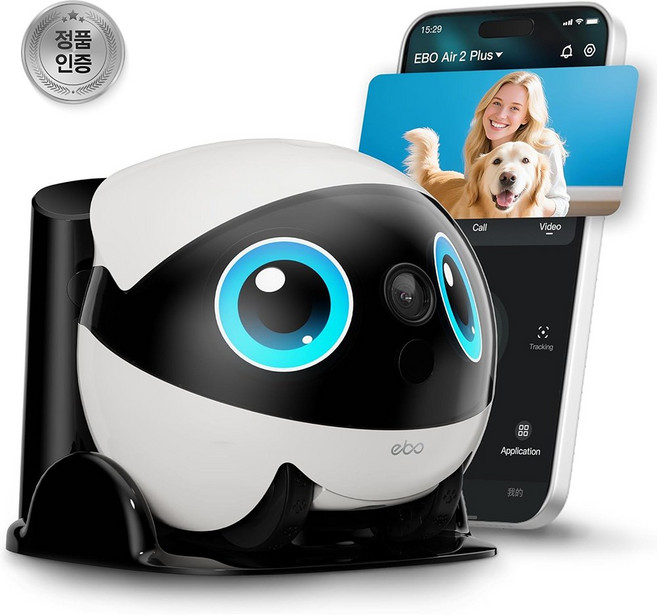 에나봇 EBO AIR 2 PLUS AI 로봇 귀여운 집지킴이 홈캠 ChatGPT로 대화 펫 모니터링 원격 CCTV 반려견 펫캠, White