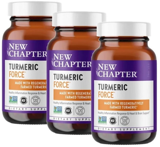 뉴챕터 터메릭 포스 강황 캡슐 New Chapter Turmeric Force One Daily, 3개, 120정 - 쿠팡