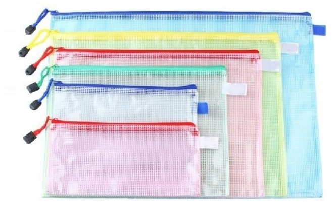 防水透明A5網格拉鍊文件袋, 1個, A5, 隨機