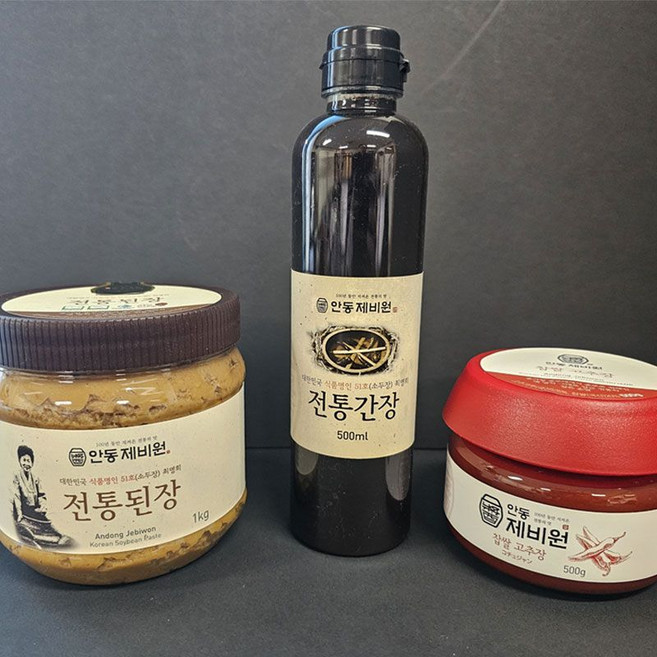 안동제비원 전통된장+고추장+간장 500ml, 1세트, 1.5kg