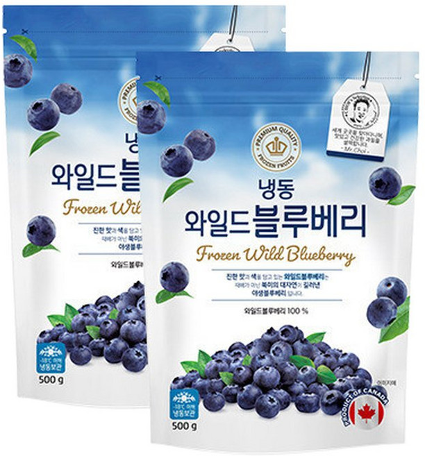 생활앤 냉동 와일드 블루베리(캐나다) 500g x 2팩, 2개