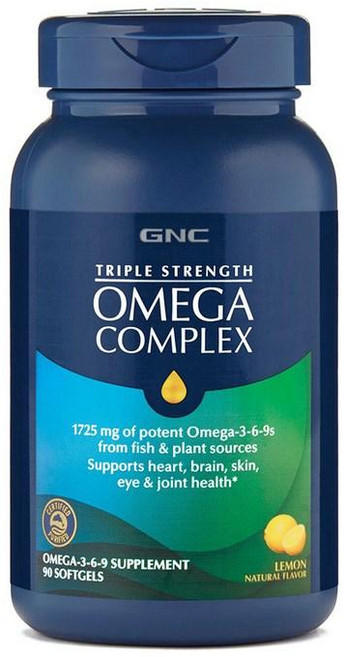 GNC 트리플 스트렝스 오메가 컴플렉스 레몬 소프트젤, 90정, 1개