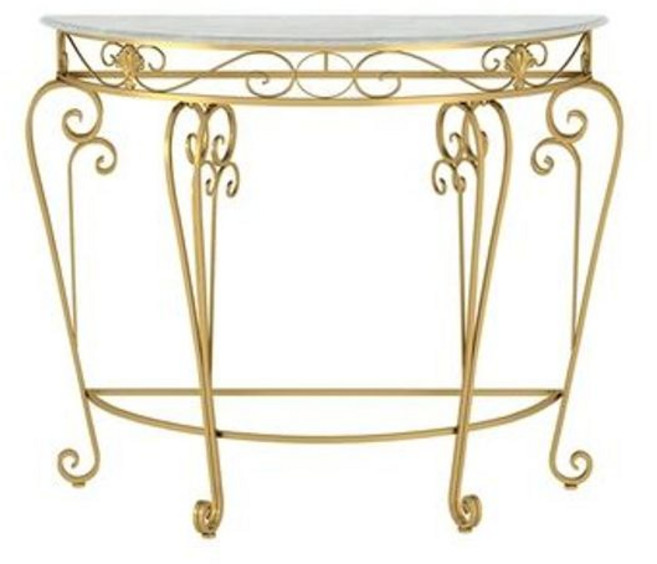 북유럽 엔틱 철제콘솔 반원 복도 장식장 콘솔 간이테이블 현관콘솔 화장대 인테리어, 90x45x80 골드