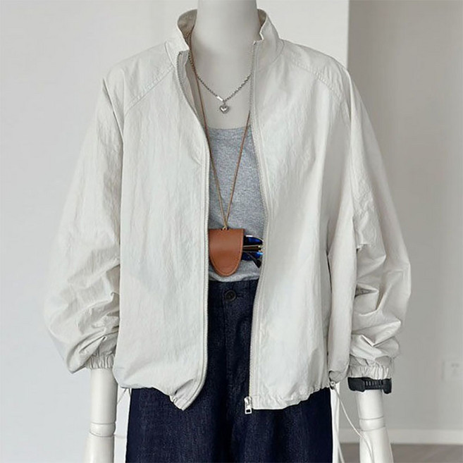 BIKASU 여성 경량 자외선차단 바람막이 자켓 풀집업 윈드 브레이커 캐주얼 운동 아노락