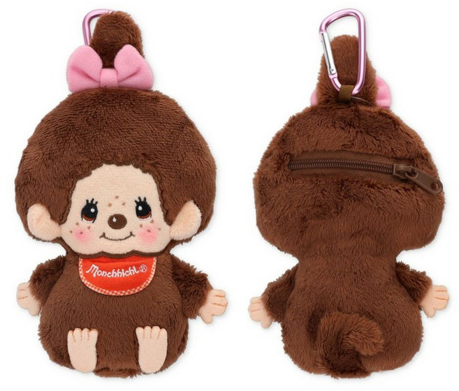 정품 몬치치 인형 키링 카라비너 파우치 동전지갑, 1개, 몬치치짱