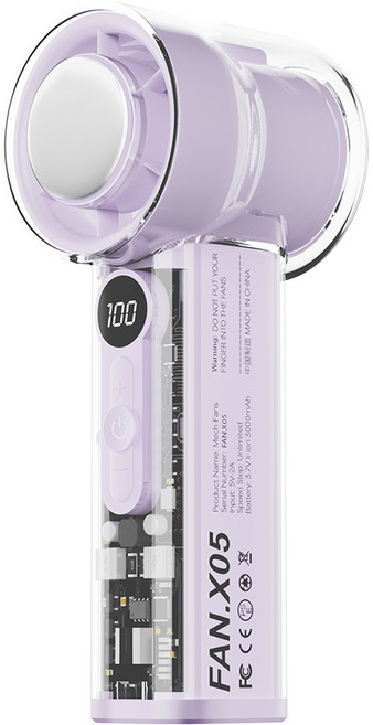 CCAGU 휴대용 에어컨 선풍기 100단 급속 냉각 대용량 3000mAh 무선 핸디 미니 손선풍기, X-05(퍼플)